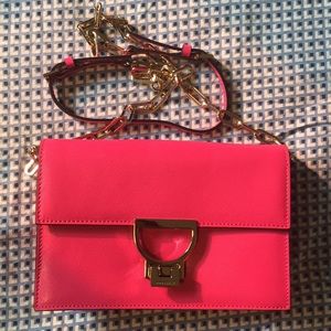 NWT COCCINELLE pink golden chain cross body